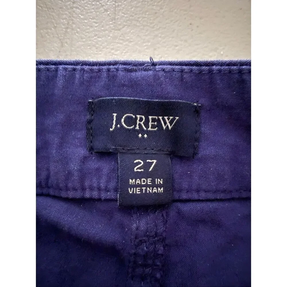 J.Crew Wide Leg Linen Blend Pants Women’s 27 Blue Patch Pocket High Rise